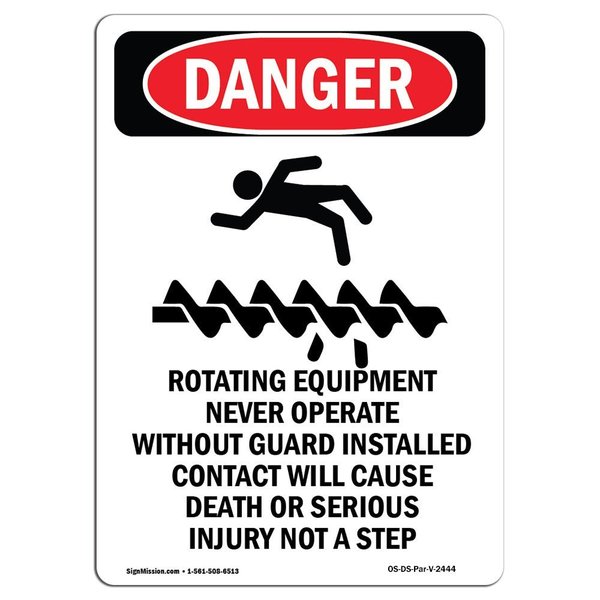 Signmission OSHA Danger Sign, Rotating Equipment, 10in X 7in Aluminum, 7" W, 10" L, Portrait OS-DS-A-710-V-2444